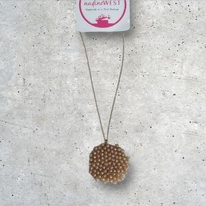 NWT Elegant Gold Faceted Bead Pendant Necklace ~30"